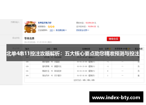 北单4串11投注攻略解析：五大核心要点助您精准预测与投注